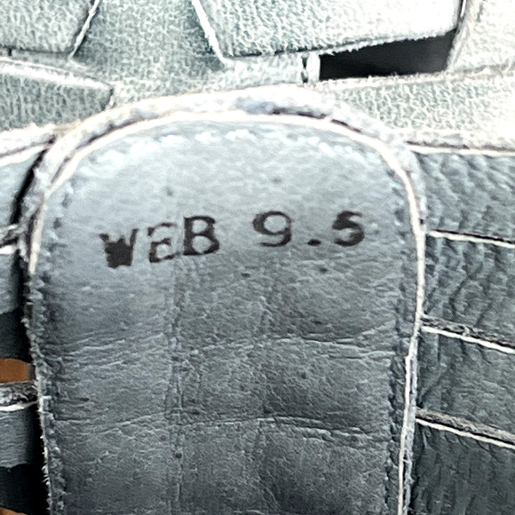 Chocolat Blu Wedge Sandals 9.5 Turquoise Leather Woven Slip On Open Toe - Picture 8 of 12